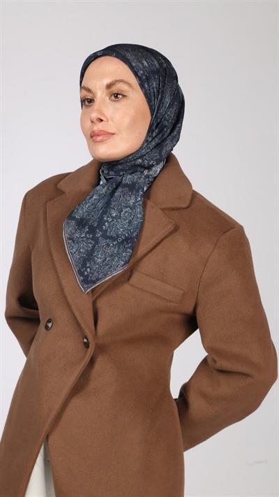VİNTAGE DESEN EŞARP LACİVERT