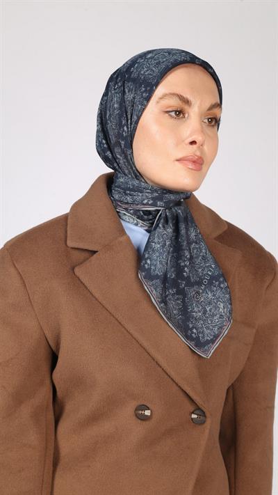 VİNTAGE DESEN EŞARP LACİVERT