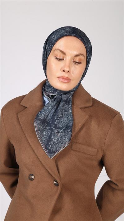 VİNTAGE DESEN EŞARP LACİVERT