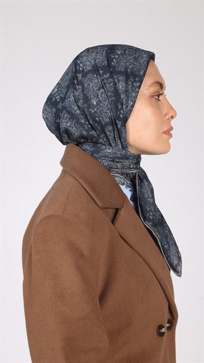 VİNTAGE DESEN EŞARP LACİVERT