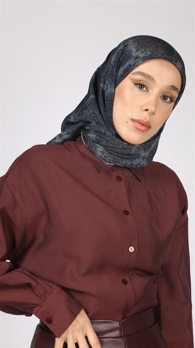 VİNTAGE DESEN EŞARP MAVİ