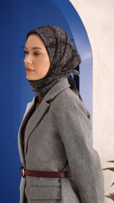 VİNTAGE DESEN EŞARP SİYAH