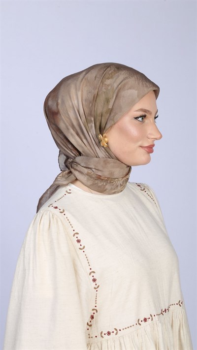 WATERCOLOR DESEN EŞARP BEJ