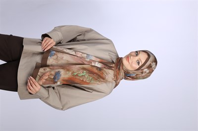Wildflower Desen Şal-Kahve