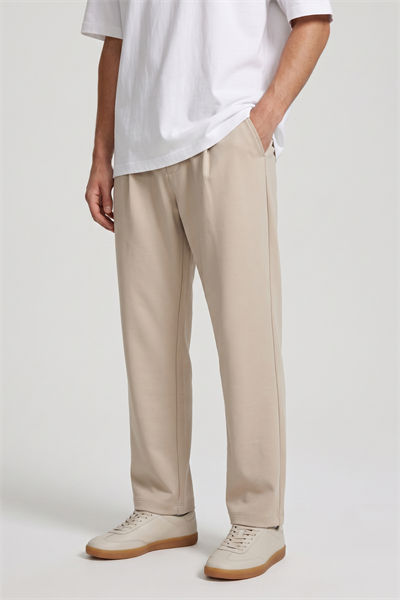 Bej Pamuk Karışımlı Relaxed Fit Pantolon