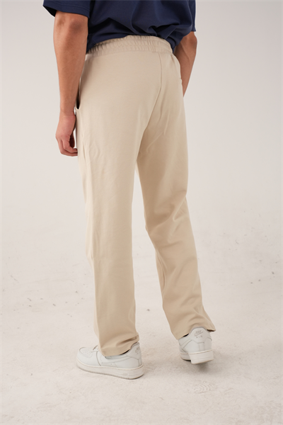 Bej Pamuk Karışımlı Relaxed Fit Pantolon