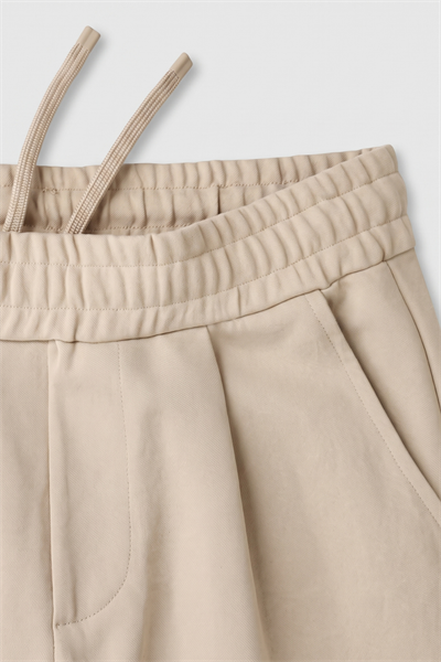 Bej Pamuk Karışımlı Relaxed Fit Pantolon