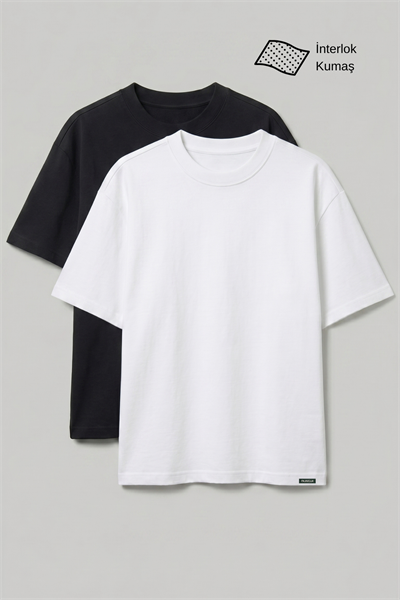Erkek 2'li Oversize İnterlok T-shirt
