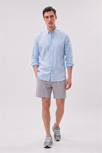 Gri Stretch Relaxed Fit Şort