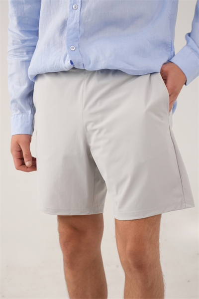 Gri Stretch Relaxed Fit Şort