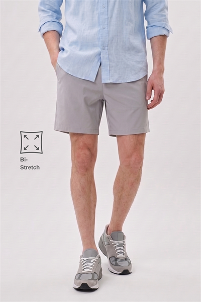 Gri Stretch Relaxed Fit Şort