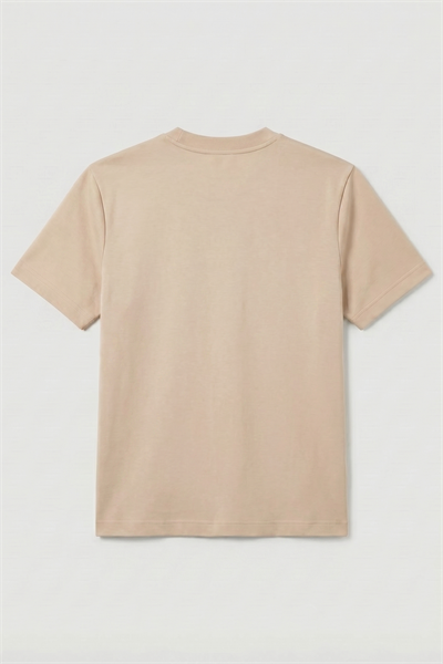 Kadın İnterlok Pamuklu Bisiklet Yaka Bej T-shirt