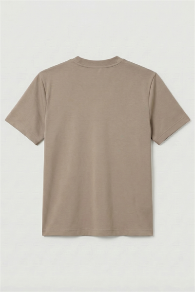Kadın İnterlok Pamuklu Bisiklet Yaka Vizon T-shirt