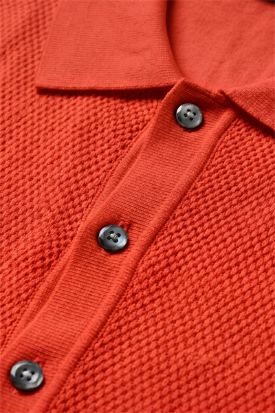 Nar Çiçeği İnce Örgü Kısa Kollu Rayon Yazlık Triko Gömlek