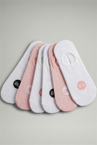 Penye Pamuk 6lı Pembe Beyaz Görünmez Sneaker Çorap