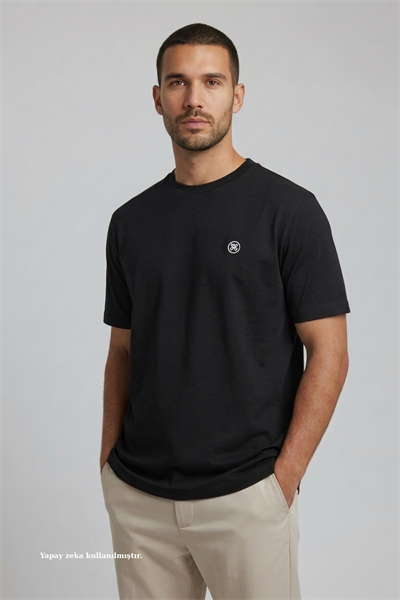 Regular Fit Siyah Pamuklu Tişört