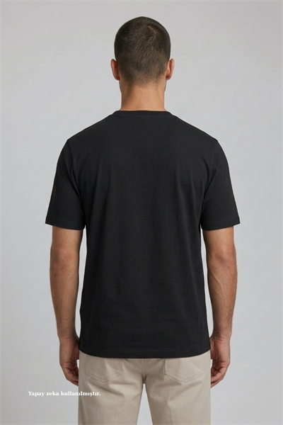 Regular Fit Siyah Pamuklu Tişört