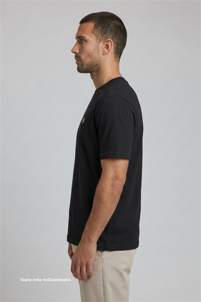 Regular Fit Siyah Pamuklu Tişört