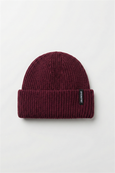 Unisex Bordo Yün Kaşmir Karışımlı Bere