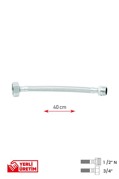 Gama Paslanmaz Çelik Flex Hortum 1/2 Nipel - 3/4 Tesisat Bağlantı Hortumu 20 cm