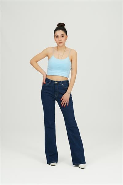Sora Wear Yarım İspanyol Mavi Kadın Kot Pantolon