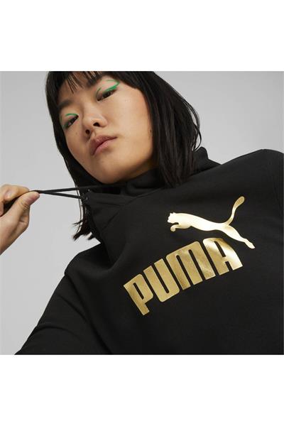PUMA ESS+ METALLIC LOGO HOODIE SWEATSHIRT Giyim Kadın