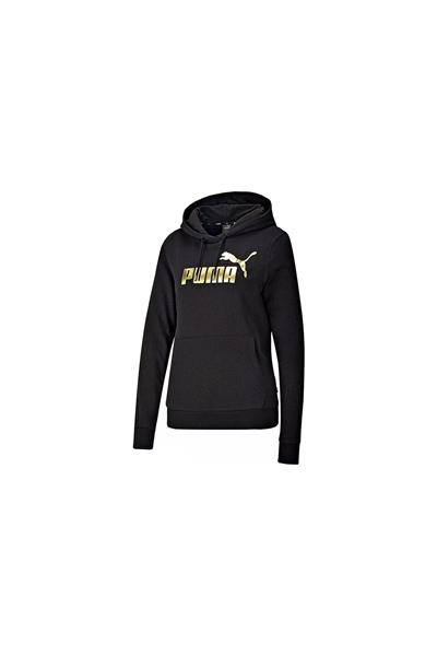 PUMA ESS+ METALLIC LOGO HOODIE SWEATSHIRT Giyim Kadın