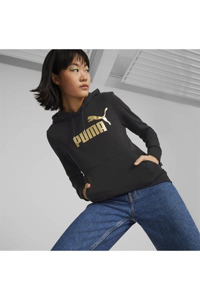 PUMA ESS+ METALLIC LOGO HOODIE SWEATSHIRT Giyim Kadın