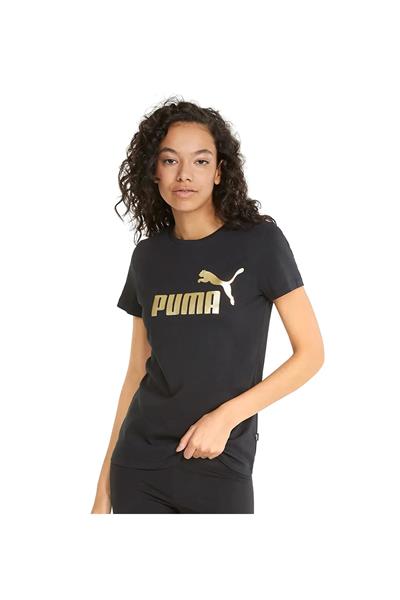 PUMA ESS+ METALLIC LOGO TEE Giyim Kadın