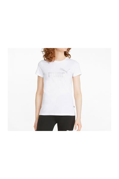 PUMA ESS+ METALLIC LOGO TEE Giyim Kadın