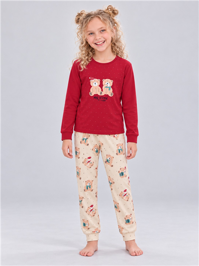 Bemina Kız Çocuk Pijama Takımı Kırmızı
