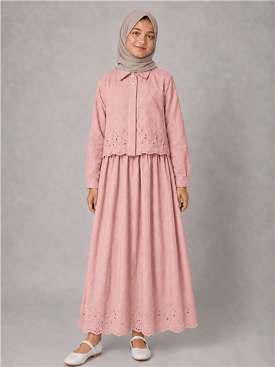 Lima Kız Çocuk Elbise - Tesettür Elbise Pembe