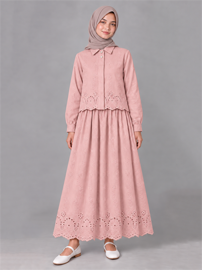 Lima Kız Çocuk Elbise - Tesettür Elbise Pembe