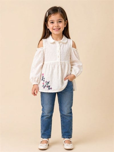 Lisera Kız Çocuk Bluz Beyaz