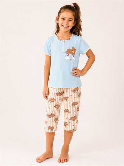 Mışıl Kaprili Pijama Takımı Mavi
