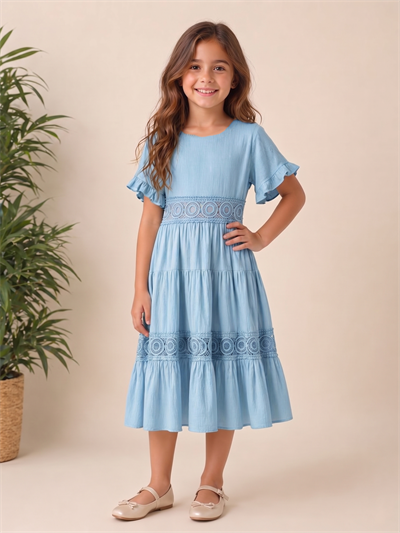 Sevika Kız Çocuk Elbise Mavi