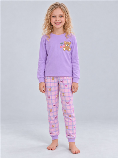 Zemina Kız Çocuk Pijama Takımı Mor