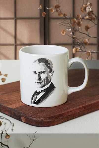 Keraart Atatürk Portre Beyaz Silindir Kupa 1 Adet