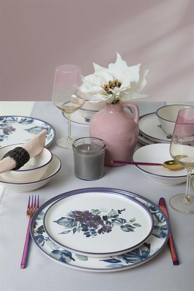 Purple Flower Yemek Takımı 24 Parça 6 Kişilik