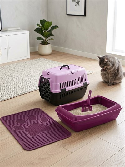 Açık Kedi Tuvaleti Başlangıç Seti (Paspas + Taşıma Çantası) Kürek Hediyeli