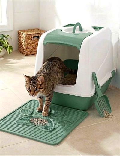 KAPALI KEDİ TUVALET SETİ (KAPALI TUVALET+PLASTİK PASPAS+KÜREK)