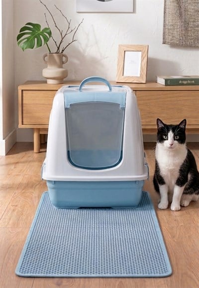Kapalı Kedi Tuvaleti + Elekli Paspas Seti (Kürek Hediyeli)