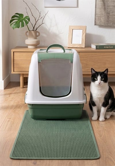 Kapalı Kedi Tuvaleti + Elekli Paspas Seti (Kürek Hediyeli)