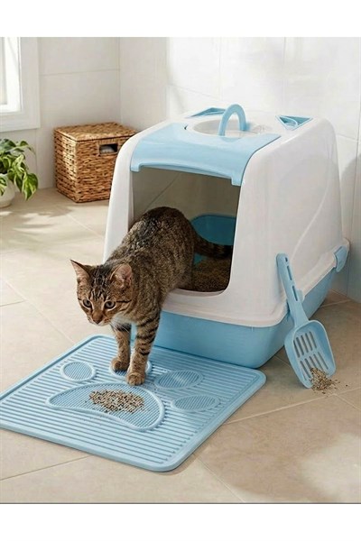 Kedi Tuvalet Seti (Kapalı Kedi Tuvaleti+Paspas+Kürek) XL Boy