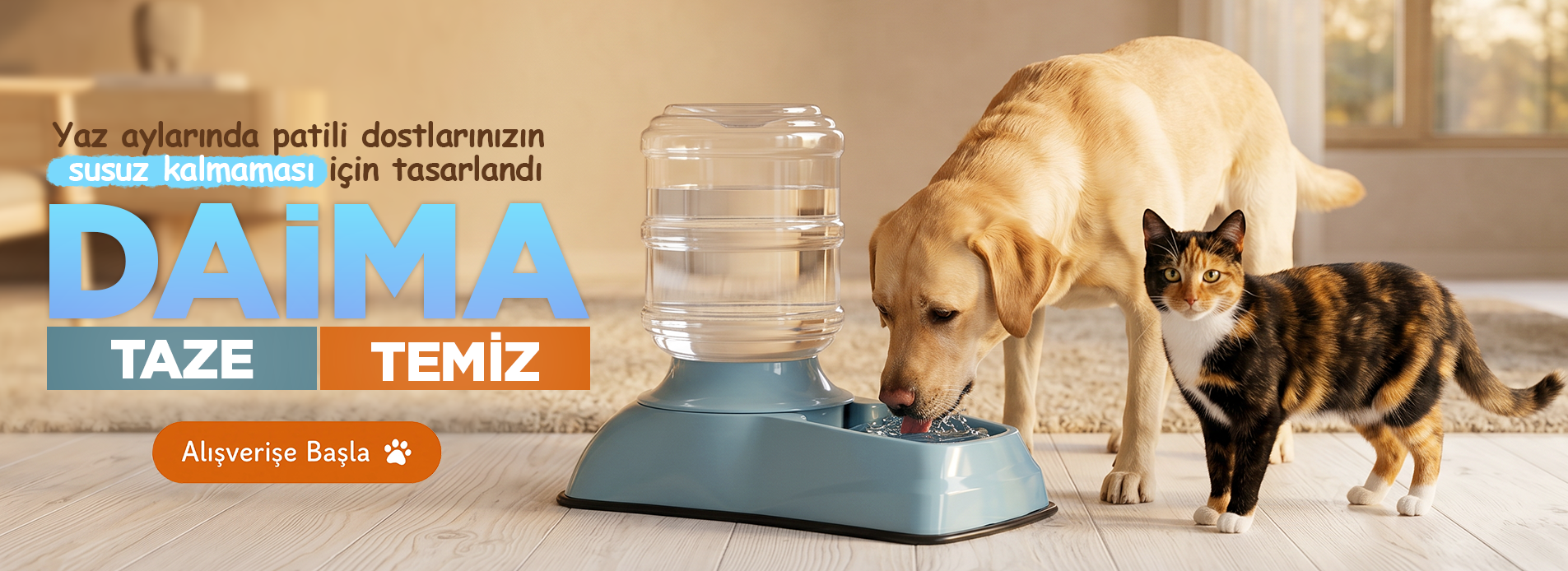 Kedi Köpek Su Kabı Sebili 