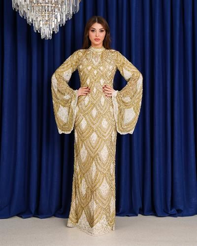 Dubai Gold Dalgası – Altın İşlemeli Kaftan Abiye