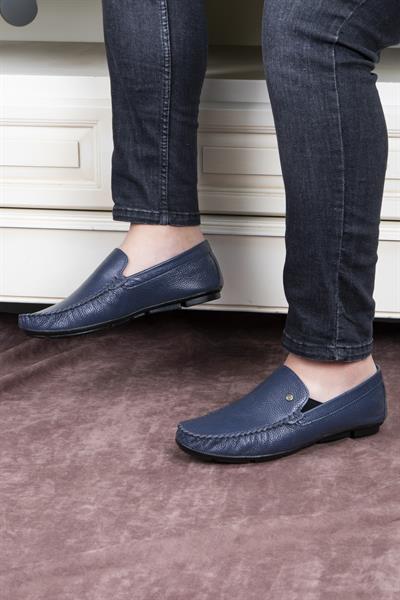 Attic Hakiki Deri Erkek Günlük Loafer Ayakkabı - Lacivert