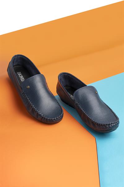 Attic Hakiki Deri Erkek Günlük Loafer Ayakkabı - Lacivert