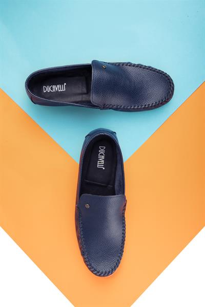 Attic Hakiki Deri Erkek Günlük Loafer Ayakkabı - Lacivert