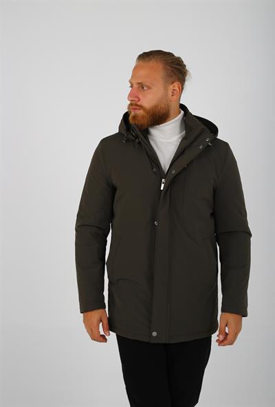 Brango Haki Mont - Kapşonlu, Slimfit, Kışlık